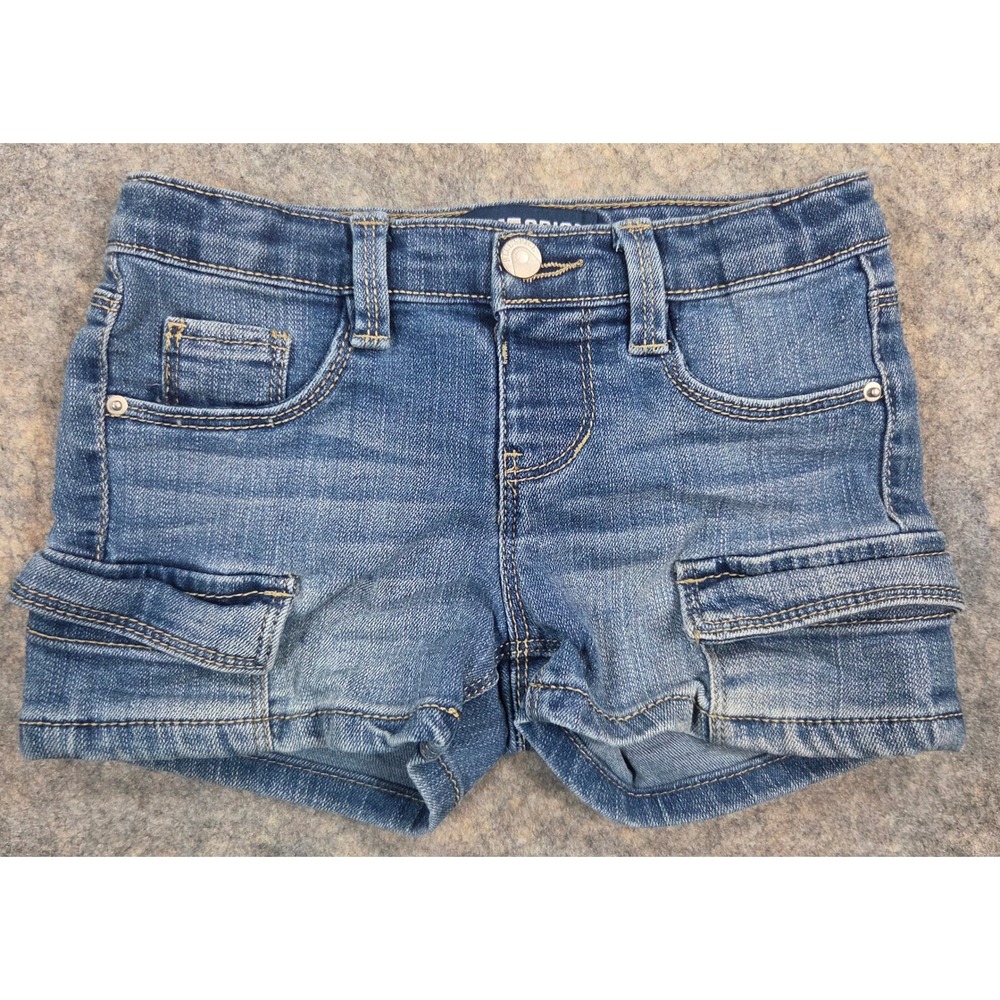 Blue Spice Girls Denim Cargo Shorts Medium Wash Sz 5 Stretch Utility Jean Short